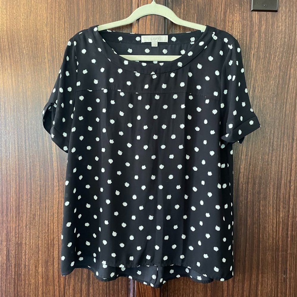 LOFT Black and White Polka Dot Blouse - Size Small